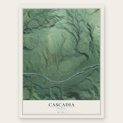 Cascadia, Oregon map print, the full design