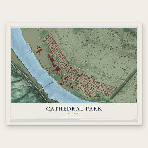 Cathedral Park, Oregon map print, the full design
