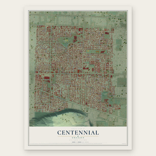 Centennial, Oregon map print, the full design