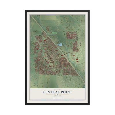 Map of Central Point, Oregon, 12 x 18 inch print in a black wood frame