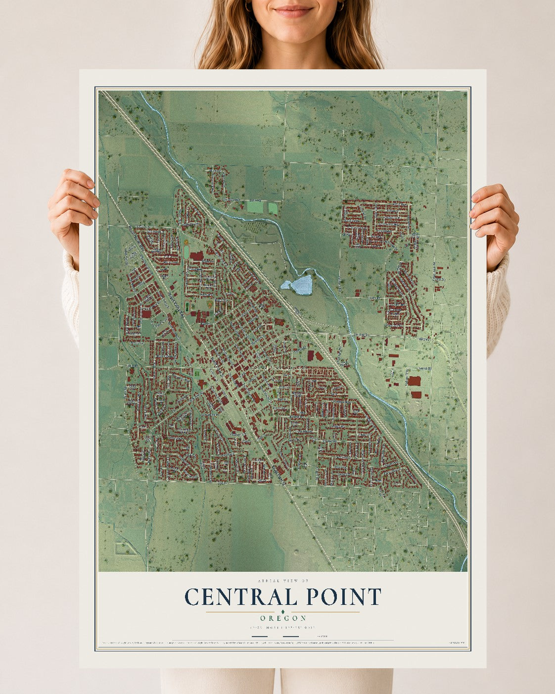 Map of Central Point, Oregon, 24 x 36 inch unframed archival matte print