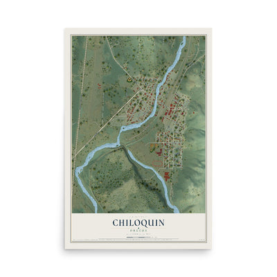 Map of Chiloquin, Oregon, 12 x 18 inch unframed archival matte print