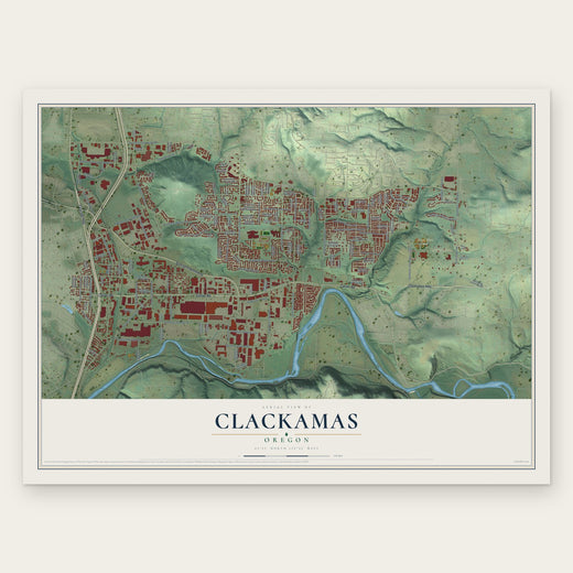 Clackamas, Oregon map print, the full design