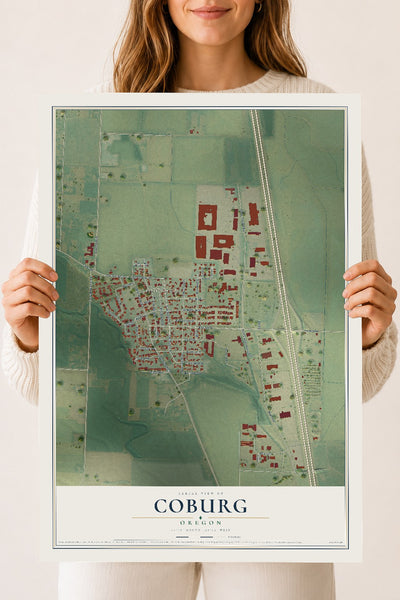 Map of Coburg, Oregon, 18 x 24 inch unframed archival matte print