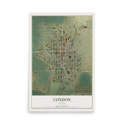 Map of Condon, Oregon, 12 x 18 inch unframed archival matte print