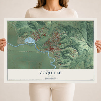 Map of Coquille, Oregon, 18 x 24 inch unframed archival matte print