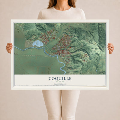 Map of Coquille, Oregon, 24 x 36 inch unframed archival matte print