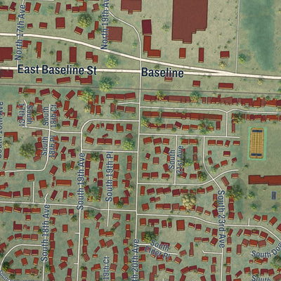 Second close-up of the map of Cornelius, Oregon print showing more streets and buildings