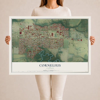 Map of Cornelius, Oregon, 24 x 36 inch unframed archival matte print