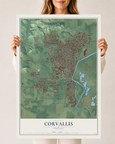 Map of Corvallis, Oregon, 24 x 36 inch unframed archival matte print