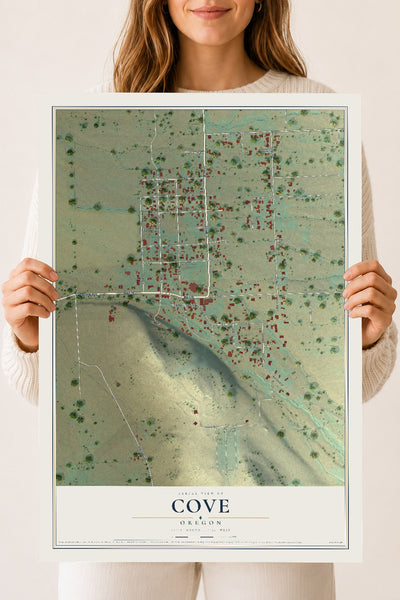 Map of Cove, Oregon, 18 x 24 inch unframed archival matte print