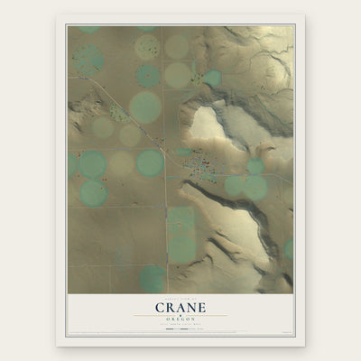 Crane, Oregon map print, the full design
