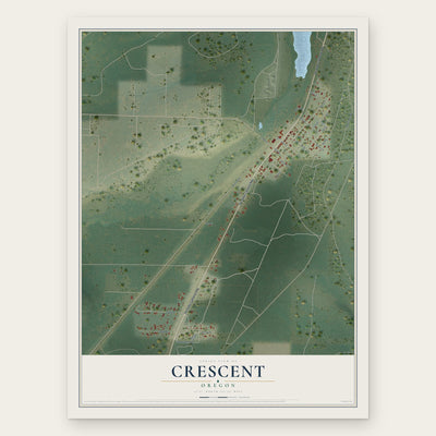 Crescent, Oregon map print, the full design