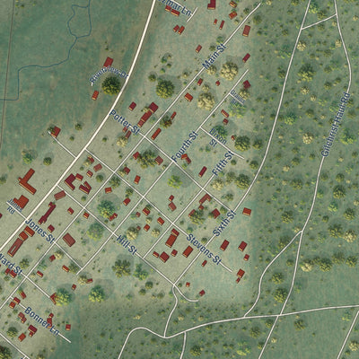 Close-up of the map of Crescent, Oregon print showing street and building detail