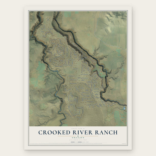 Crooked River Ranch, Oregon map print, the full design