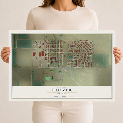 Map of Culver, Oregon, 12 x 18 inch unframed archival matte print