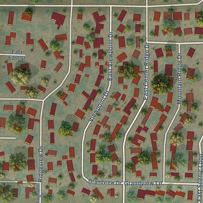 Close-up of the map of Culver, Oregon print showing street and building detail