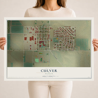 Map of Culver, Oregon, 18 x 24 inch unframed archival matte print