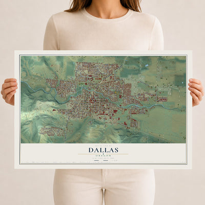 Map of Dallas, Oregon, 12 x 18 inch unframed archival matte print