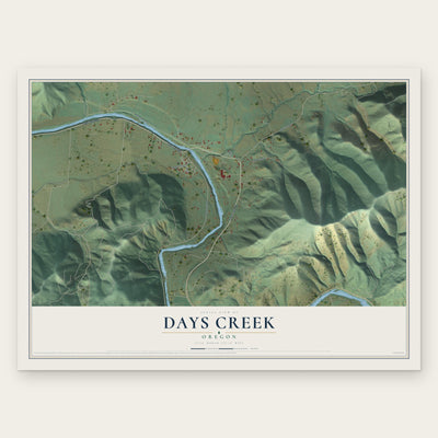 Days Creek, Oregon map print, the full design