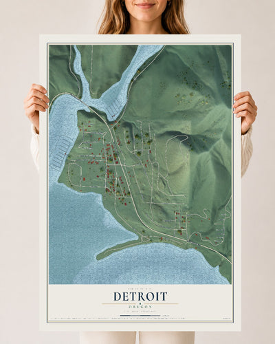 Map of Detroit, Oregon, 24 x 36 inch unframed archival matte print