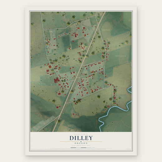 Dilley, Oregon map print, the full design