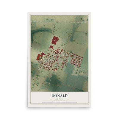 Map of Donald, Oregon, 12 x 18 inch unframed archival matte print