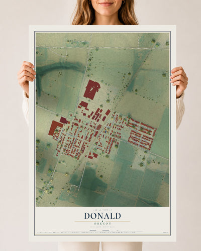 Map of Donald, Oregon, 24 x 36 inch unframed archival matte print