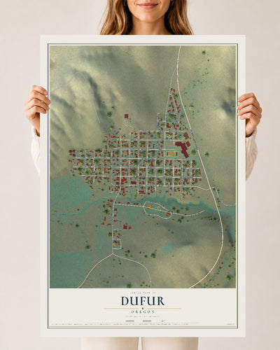 Map of Dufur, Oregon, 24 x 36 inch unframed archival matte print