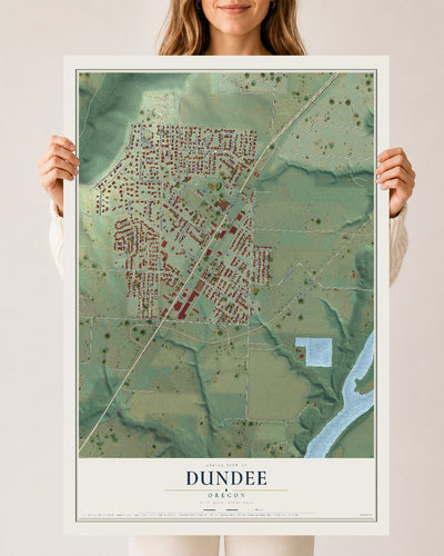 Map of Dundee, Oregon, 24 x 36 inch unframed archival matte print