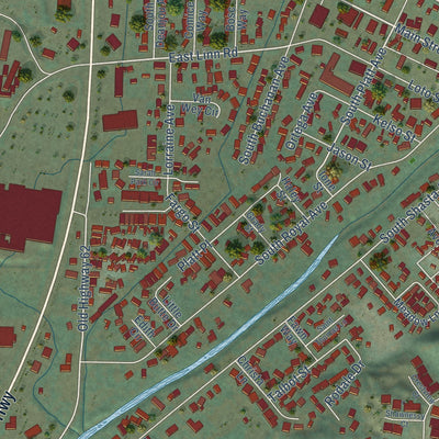 Second close-up of the map of Eagle Point, Oregon print showing more streets and buildings