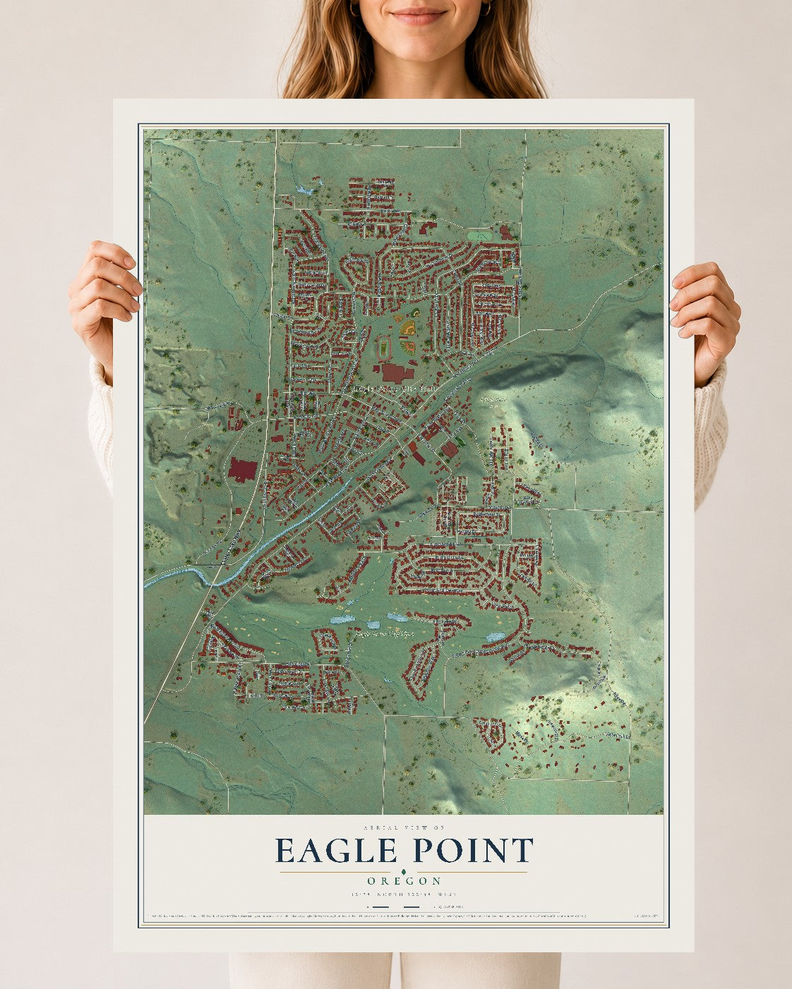 Map of Eagle Point, Oregon, 24 x 36 inch unframed archival matte print