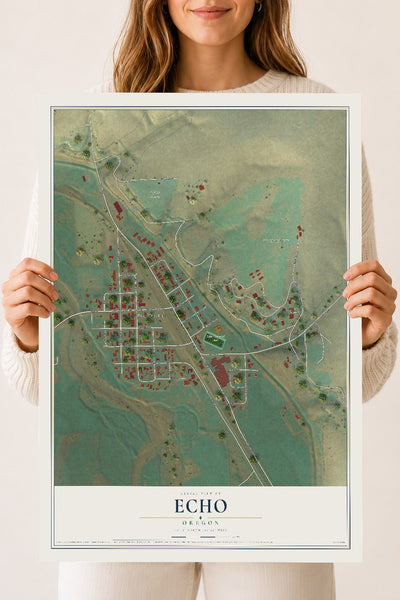Map of Echo, Oregon, 18 x 24 inch unframed archival matte print