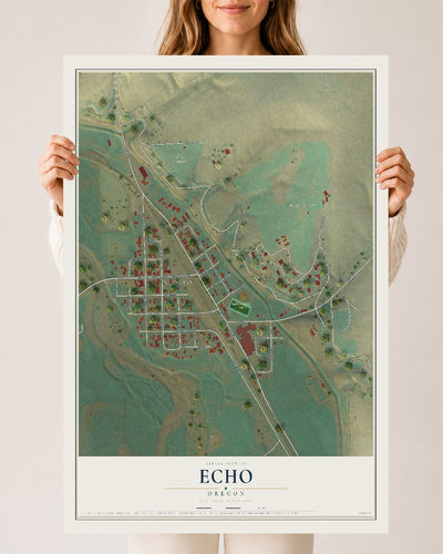 Map of Echo, Oregon, 24 x 36 inch unframed archival matte print