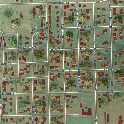 Close-up of the map of Elgin, Oregon print showing street and building detail