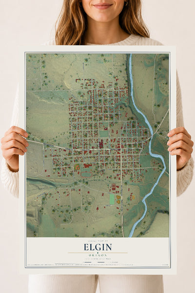 Map of Elgin, Oregon, 18 x 24 inch unframed archival matte print
