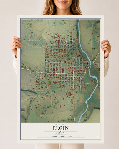 Map of Elgin, Oregon, 24 x 36 inch unframed archival matte print