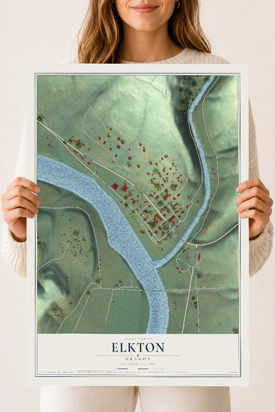 Map of Elkton, Oregon, 18 x 24 inch unframed archival matte print