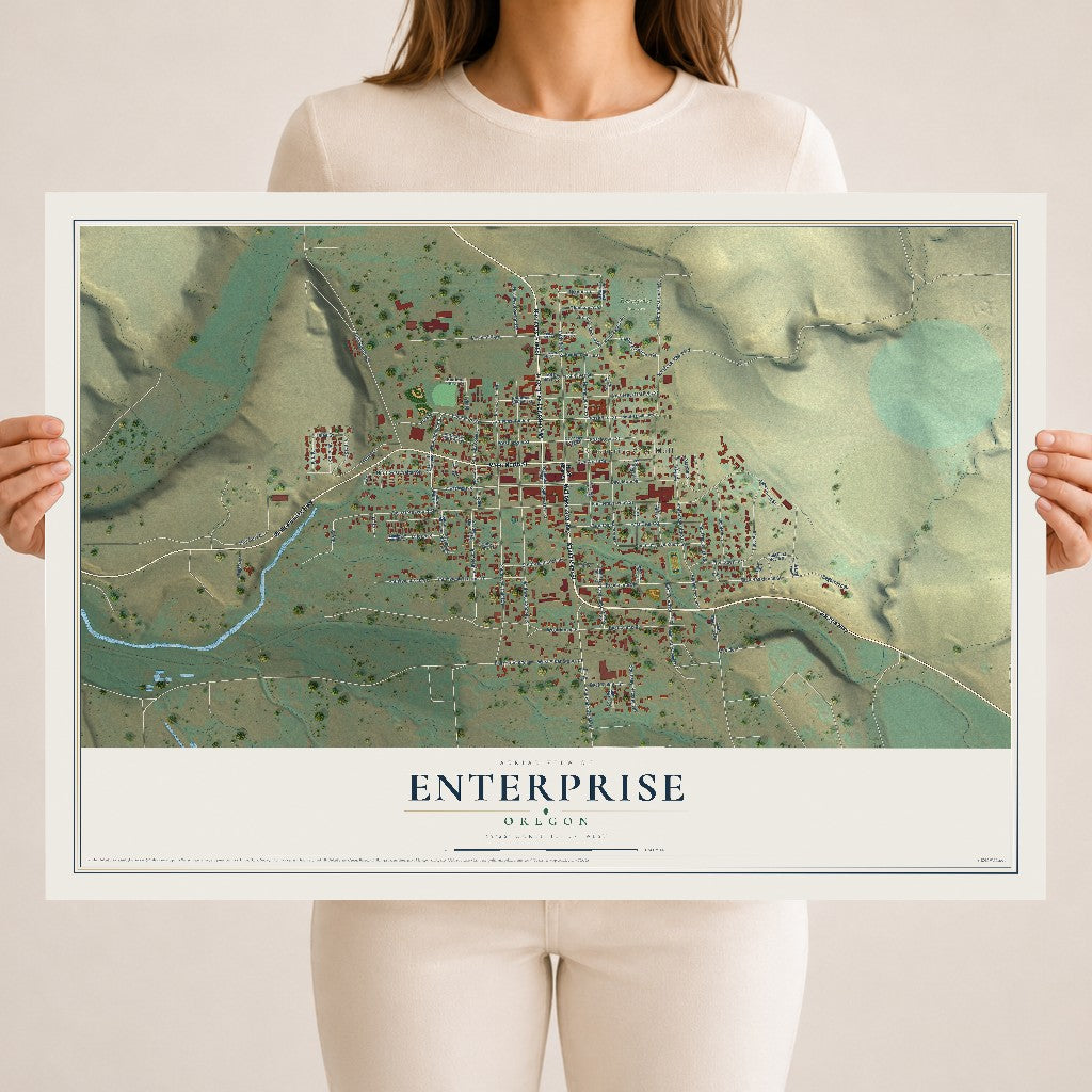Map of Enterprise, Oregon, 18 x 24 inch unframed archival matte print