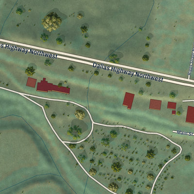Close-up of the map of Eola, Oregon print showing street and building detail