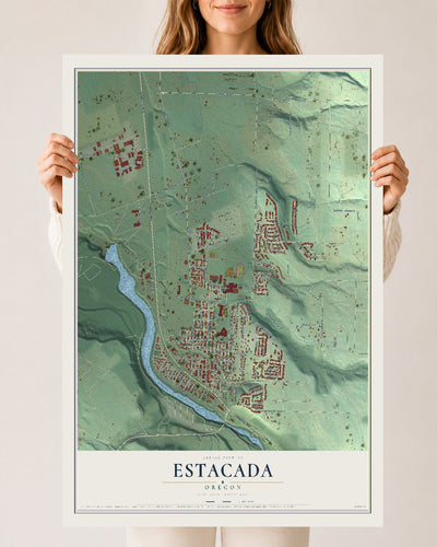 Map of Estacada, Oregon, 24 x 36 inch unframed archival matte print