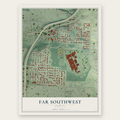 Far Southwest, Oregon map print, the full design
