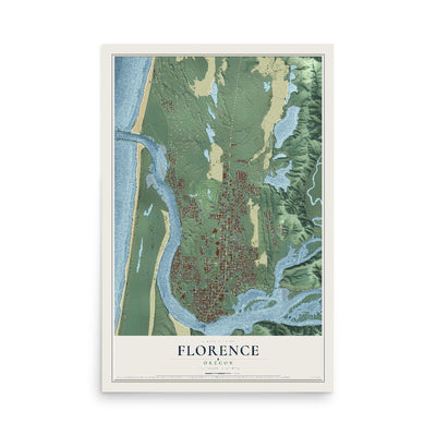 Map of Florence, Oregon, 12 x 18 inch unframed archival matte print