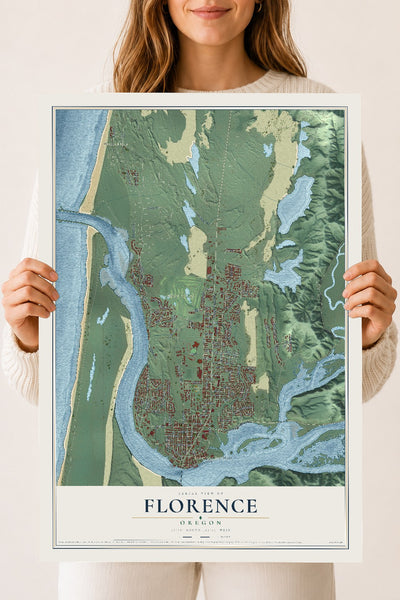 Map of Florence, Oregon, 18 x 24 inch unframed archival matte print