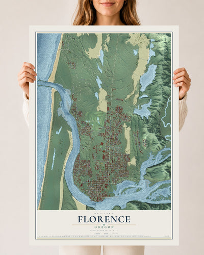 Map of Florence, Oregon, 24 x 36 inch unframed archival matte print