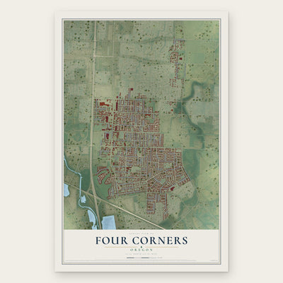 Four Corners, Oregon map print, the full design