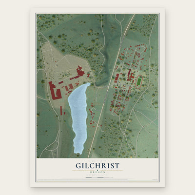 Gilchrist, Oregon map print, the full design