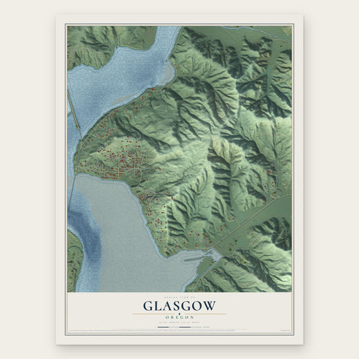 Glasgow, Oregon map print, the full design