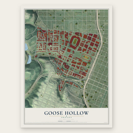 Goose Hollow, Oregon map print, the full design