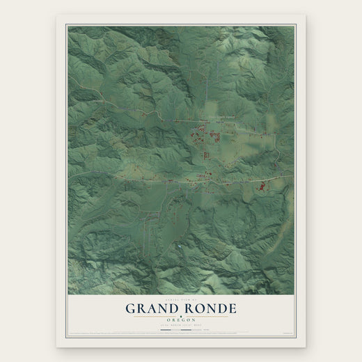 Grand Ronde, Oregon map print, the full design